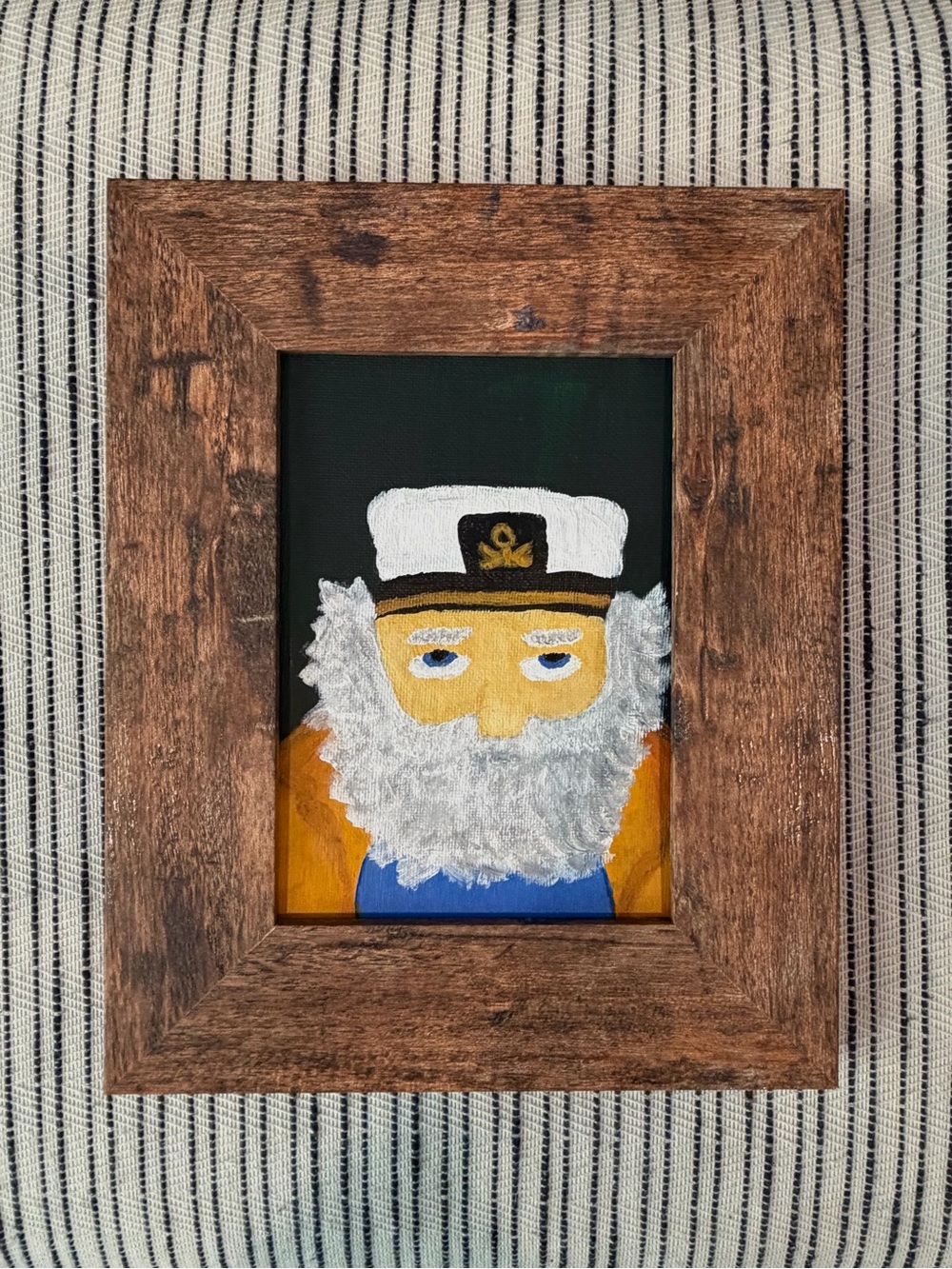 Original Old Salt Sea Captain Folk Art Portrait | Framed 5x7 Nautical Painting